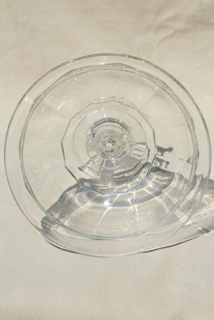 photo of large heavy glass compote bowl, antique vintage colonial panel pattern pressed glass  #5