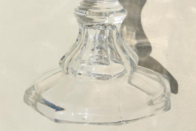 photo of large heavy glass compote bowl, antique vintage colonial panel pattern pressed glass  #7
