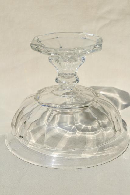 photo of large heavy glass compote bowl, antique vintage colonial panel pattern pressed glass  #8