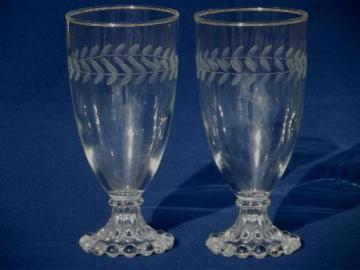 catalog photo of large iced tea glasses, Anchor Hocking boopie glass w/ etched laurel