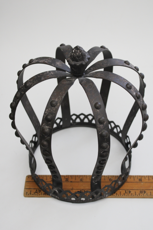 photo of large iron crown, French country shabby vintage style, antique distressed metal decor #2