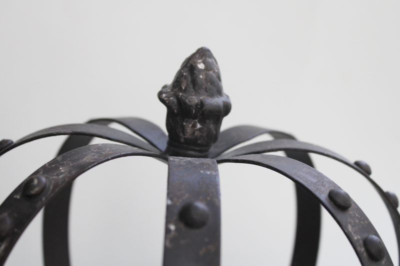 photo of large iron crown, French country shabby vintage style, antique distressed metal decor #4