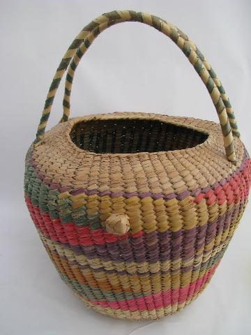 photo of large knitting / needlework basket, vintage Mexico souvenir #1