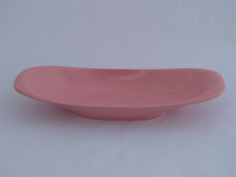 photo of large long bowl, retro pink melmac #1