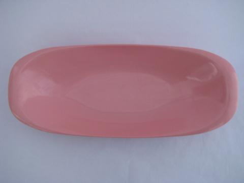 photo of large long bowl, retro pink melmac #2