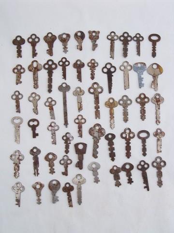 photo of large lot 50+ assorted vintage keys, padlocks, cabinet/drawer locks #1 #1