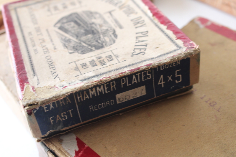 photo of large lot antique photographic supplies advertising boxes full of old glass plate photo negatives  #8