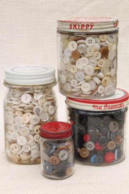 photo of large lot antique & vintage buttons, primitive old buttons from work shirts etc. #1