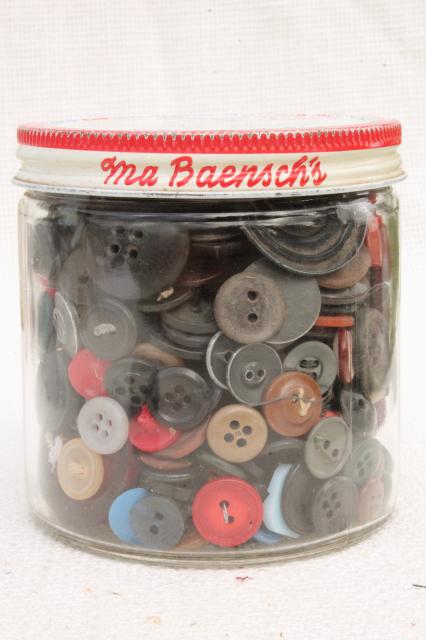 photo of large lot antique & vintage buttons, primitive old buttons from work shirts etc. #4