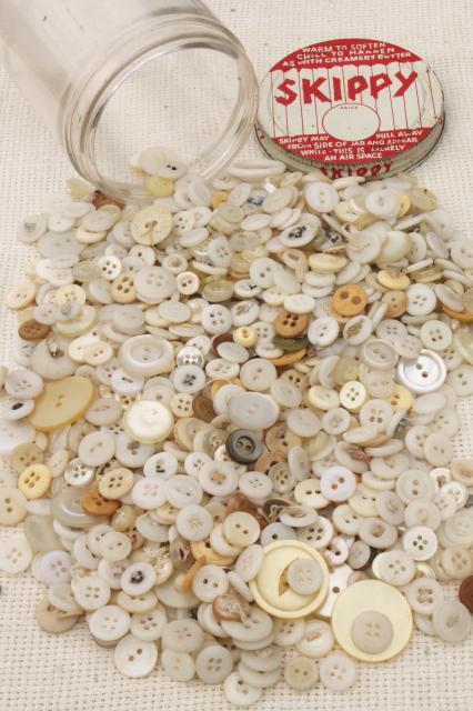 photo of large lot antique & vintage buttons, primitive old buttons from work shirts etc. #5