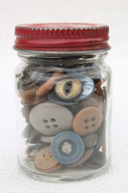 photo of large lot antique & vintage buttons, primitive old buttons from work shirts etc. #12