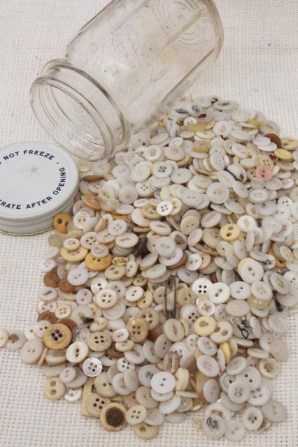 photo of large lot antique & vintage buttons, primitive old buttons from work shirts etc. #13