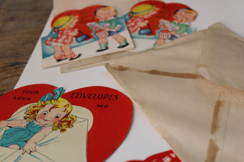 photo of large lot antique & vintage valentines, 1919 â€“ 1940s die cuts, paper greeting cards #5