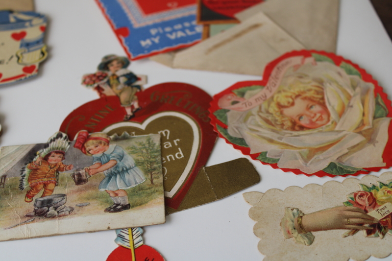 photo of large lot antique & vintage valentines, 1919 â€“ 1940s die cuts, paper greeting cards #13