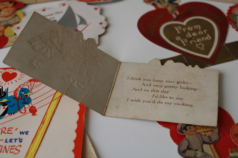 photo of large lot antique & vintage valentines, 1919 â€“ 1940s die cuts, paper greeting cards #14