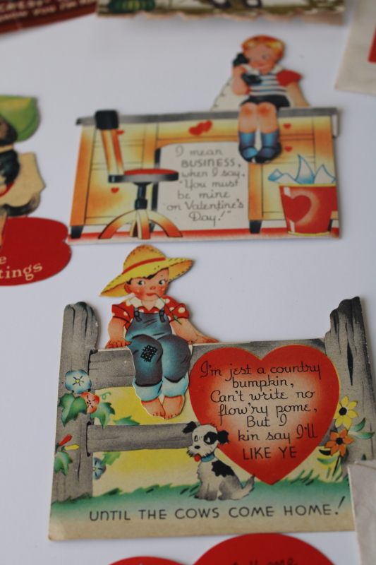 photo of large lot antique & vintage valentines, 1919 - 1940s die cuts, paper greeting cards #2