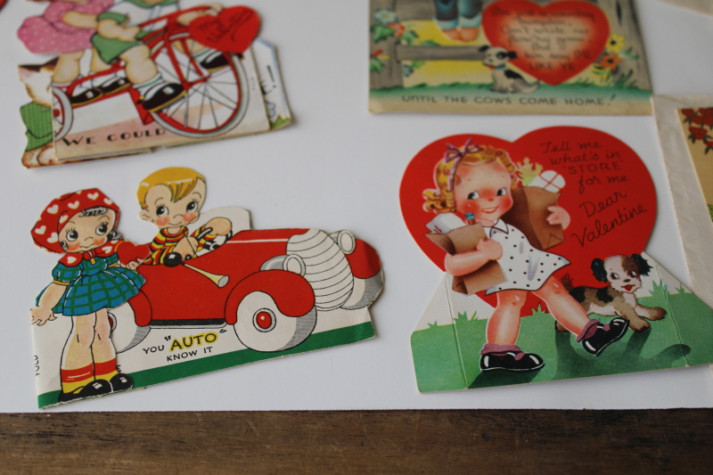 photo of large lot antique & vintage valentines, 1919 - 1940s die cuts, paper greeting cards #3