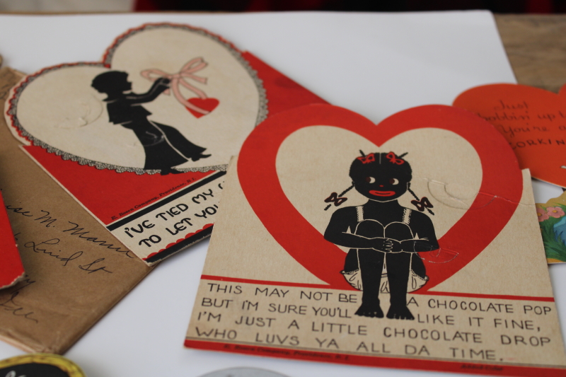 photo of large lot antique & vintage valentines, 1919 - 1940s die cuts, paper greeting cards #7