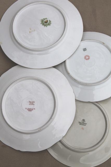 photo of large lot mismatched flowered china plates, antique vintage floral pattern dishes #3