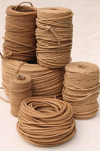 photo of large lot natural brown paper twist cord for piping or basket making / wicker furniture #1