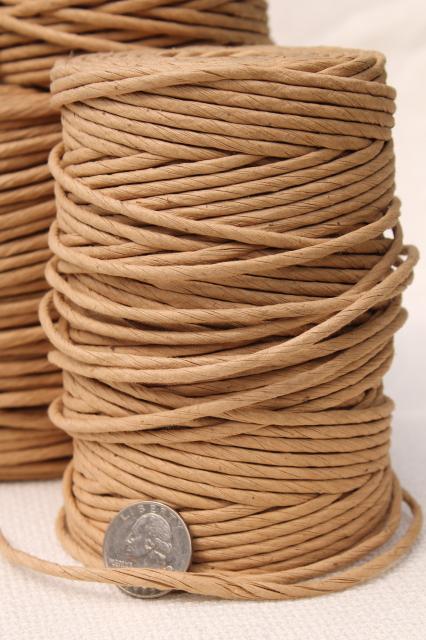 photo of large lot natural brown paper twist cord for piping or basket making / wicker furniture #3