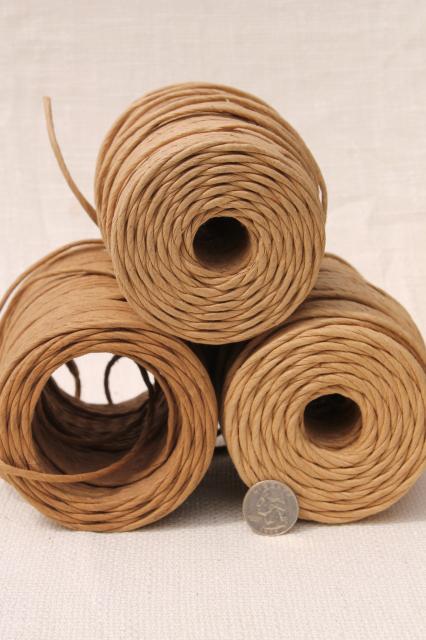 photo of large lot natural brown paper twist cord for piping or basket making / wicker furniture #6