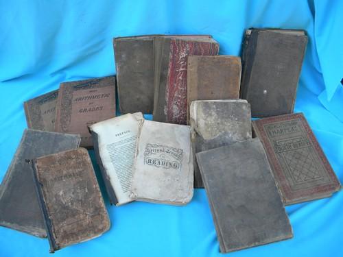 photo of large lot of antique 1800s school books one room schoolhouse vintage #1