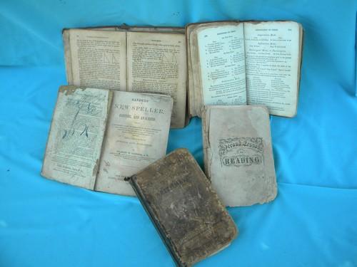 photo of large lot of antique 1800s school books one room schoolhouse vintage #2