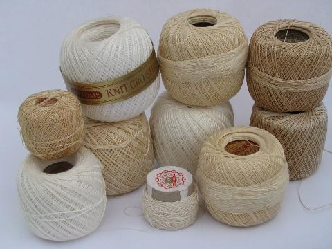 photo of large lot of crochet cotton, assorted thread types, pretty colors #3