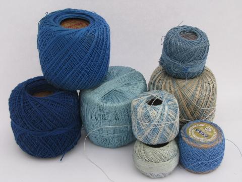photo of large lot of crochet cotton, assorted thread types, pretty colors #4