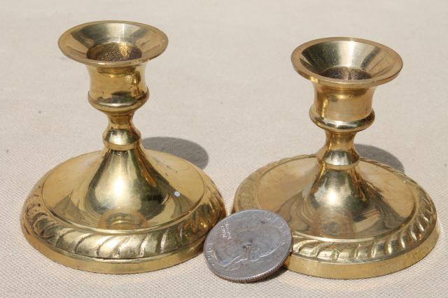 photo of large lot of little brass candlesticks, solid brass candle holders instant collection #8