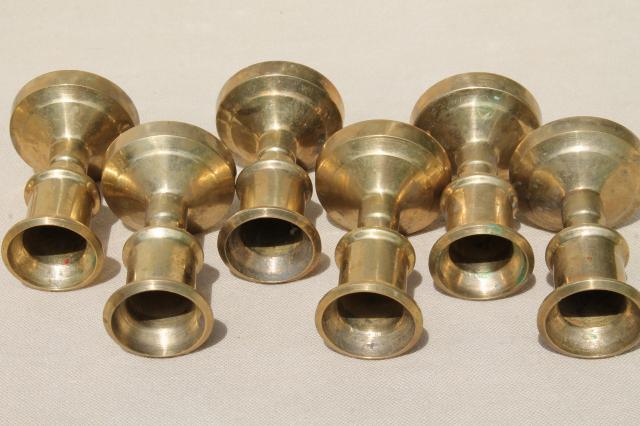 photo of large lot of little brass candlesticks, solid brass candle holders instant collection #19