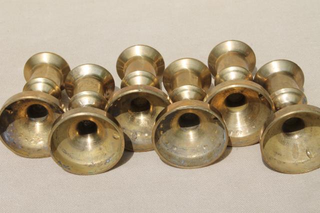 photo of large lot of little brass candlesticks, solid brass candle holders instant collection #20