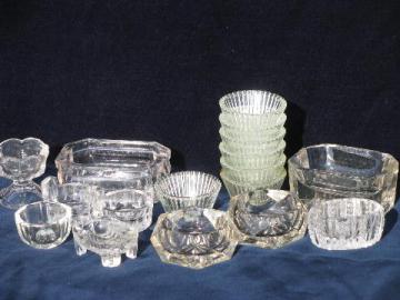 catalog photo of large lot of vintage & antique master salts, individual salt dips collection