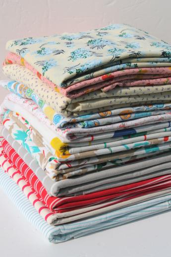 photo of large lot of vintage fabric, cotton knits & poly blend t-shirt knit jersey fabrics #1