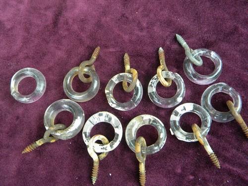 photo of large lot of vintage lamp work glass ring hardware pulls #3