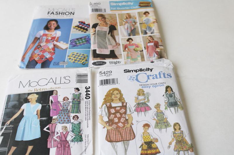 photo of large lot out of print sewing patterns all kitchen aprons, full & half aprons #4