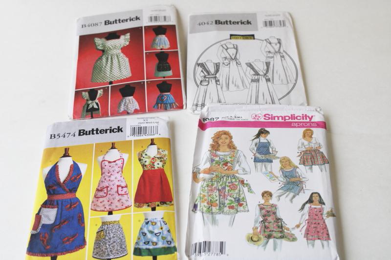 photo of large lot out of print sewing patterns all kitchen aprons, full & half aprons #5