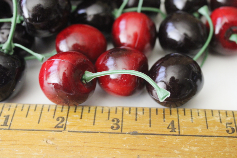 photo of large lot realistic life size plastic cherries, food styling photo prop or decor faux fruit  #3