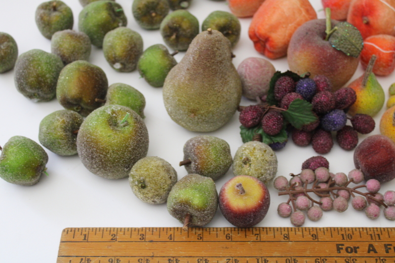 photo of large lot sugared fruit for wreaths or holiday decorations, red & green apples etc  #6