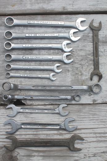 photo of large lot used combination wrenches, box end & open end wrenches, Craftsman etc. #1