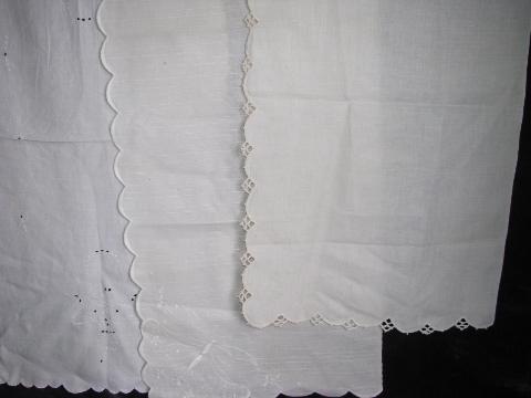 photo of large lot vintage antique whitework linen & cotton table runners, dresser scarves #3