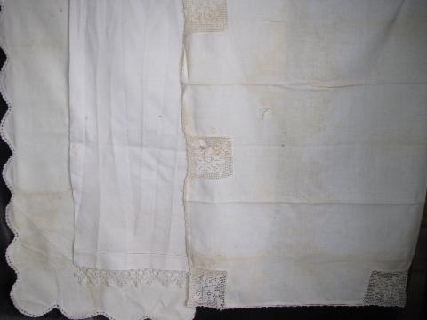 photo of large lot vintage antique whitework linen & cotton table runners, dresser scarves #4