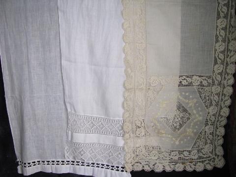 photo of large lot vintage antique whitework linen & cotton table runners, dresser scarves #5