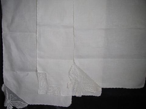 photo of large lot vintage antique whitework linen & cotton table runners, dresser scarves #8