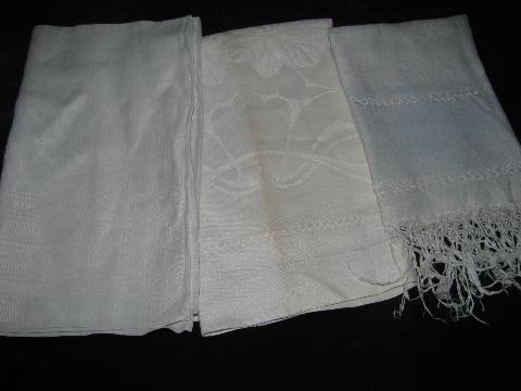 photo of large lot vintage antique whitework linen damask & cotton towels, crochet & tatted lace #6