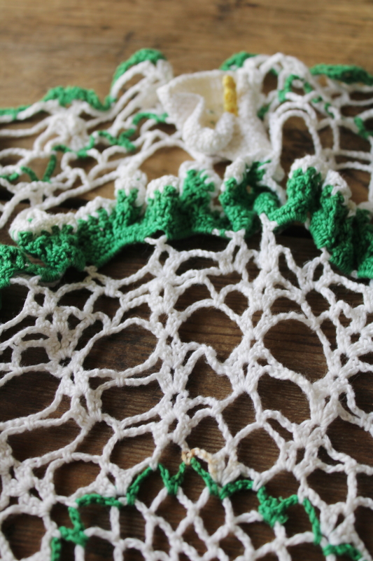 photo of large lot vintage crochet cotton lace doilies, bright colors and flowers hippie grandma boho decor  #2