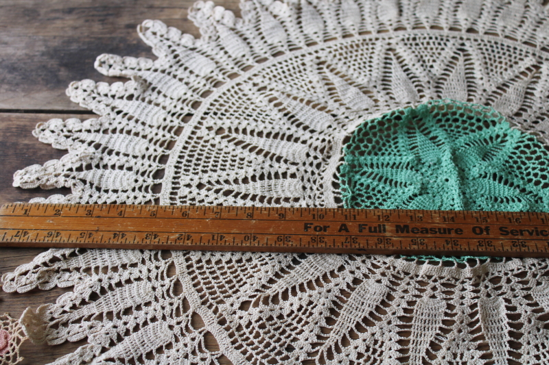 photo of large lot vintage crochet cotton lace doilies, pretty colors and flowers grandmacore cottage decor  #17