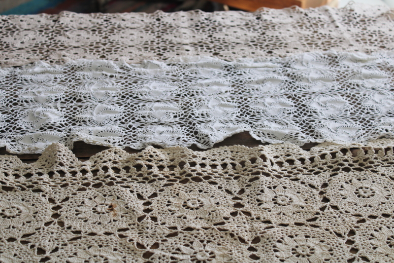 photo of large lot vintage crochet lace table runners & dresser scarves, cottage farmhouse decor #2