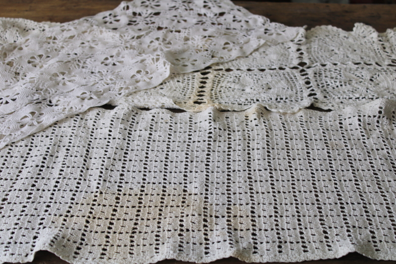 photo of large lot vintage crochet lace table runners & dresser scarves, cottage farmhouse decor #3